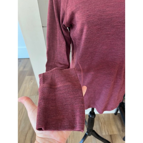 Woolx Womens Long Sleeve Merino Wool Base Layer Top Burgundy Heather Size Large - Picture 5 of 6